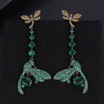

GODKI 58mm Luxury Dragonfly Colorful Cubic Zirconia CZ Engagement Women Wedding Party Nightclub Statment Earring