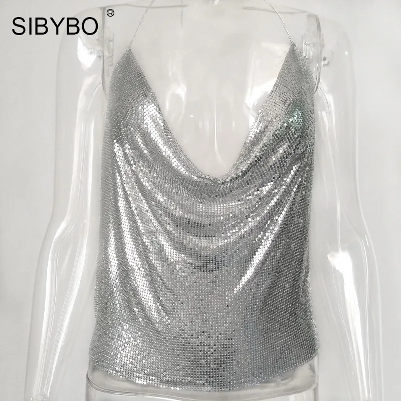 Женский металлический укороченный топ SIBYBO летний сексуальный пляжный с открытой