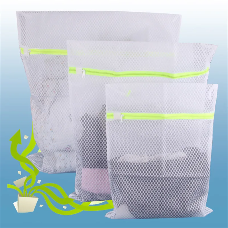 1pc Clothes Washing Machine Laundry Bag With Zipper Basket Mesh Bag