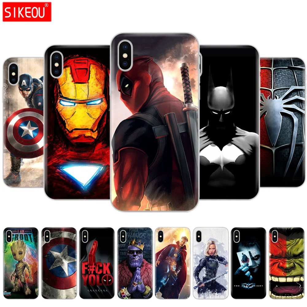 Чехол для iphone 5S, se 4 4S 6s 6 7 8 plus чехол для iphone X XS XR XS MAX чехол Marvel мстители супергерой Капитан Железный человек танос