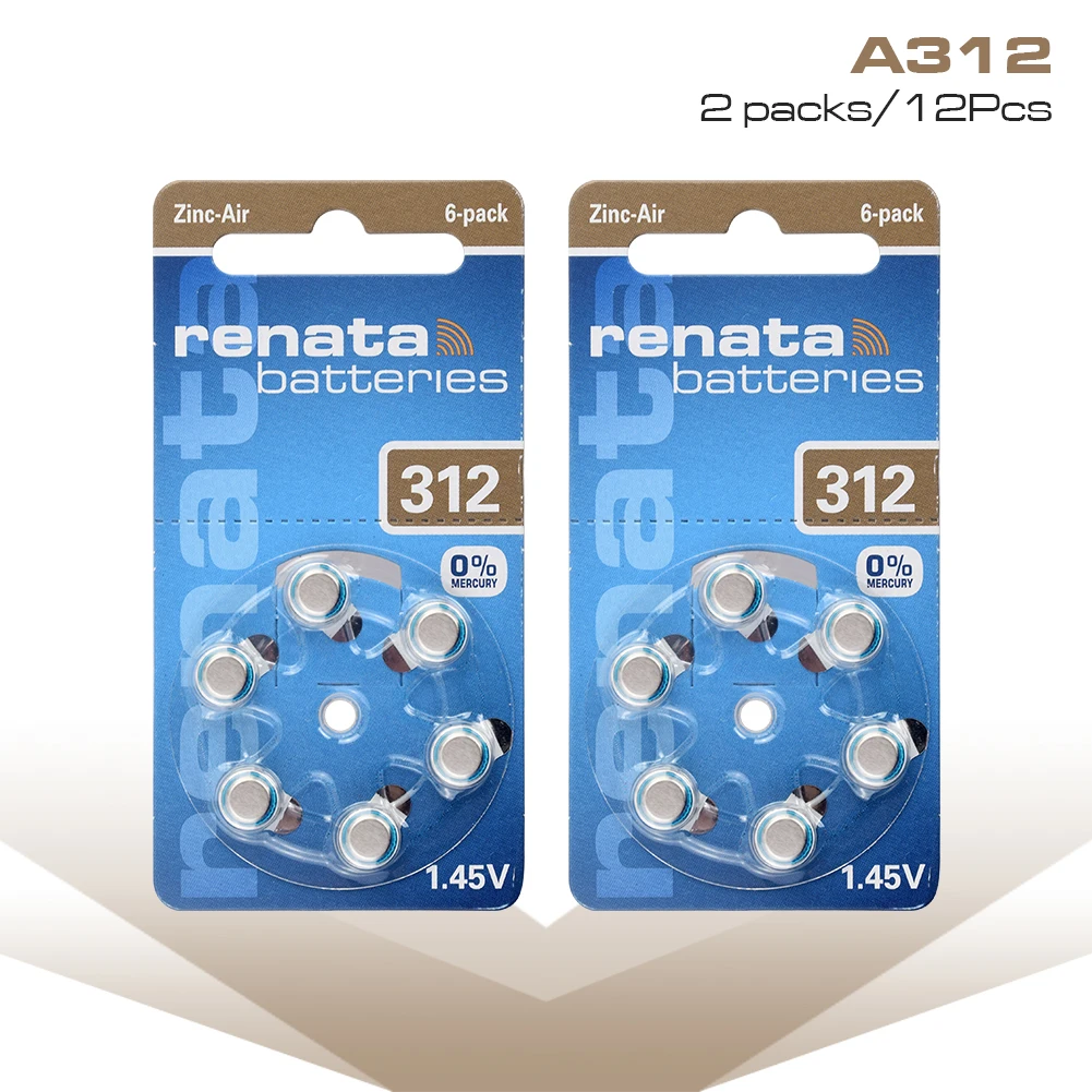 

12Pcs = 2 Cards High Performance Hearing Aid Batteries Zinc Air 312 A312 ZA312 PR41 S312A Button Battery for BTE Hearing aids