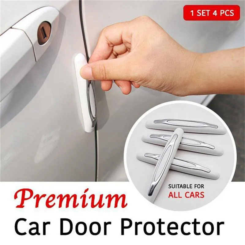 4Pcs//Set Car Door Edge Anti-Scratch Guard Protector Molding Decors Bumper Strips