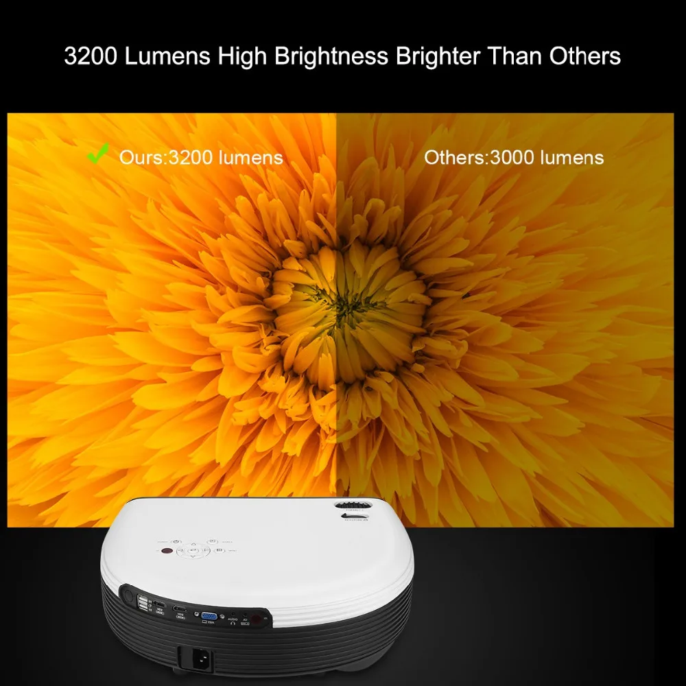 Exquizon CL760 3200 люмен 1280*800 проектор Поддержка аудио видео 1080 P HD Проектор для
