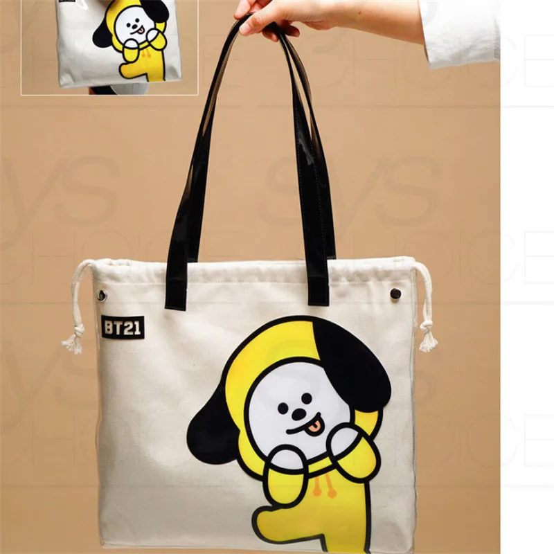 

Bangtan TATA COOKY CHIMMY Shoulder Jelly Transparent Bag Canvas Shopping bag JIMIN JIN J-HOPE Travel Bags HF156