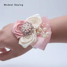 3 шт. элегантный корсаж для невесты сестры Розовый Кристалл Свадебный корсаж на запястье с жемчугом Свадебные аксессуары украшения