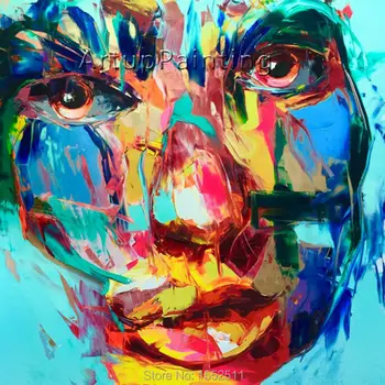 

Palette knife painting portrait Palette knife Face Oil painting Impasto figure on canvas Hand painted Francoise Nielly 15-40