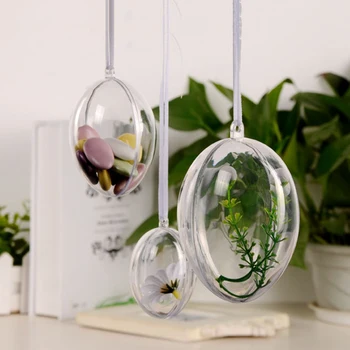 

10pcs Easter Transparent Egg Plastic Clear Ornament Party Wedding Hanging Decorations Ball Kid Favors Candy Gift Box Flowers Box