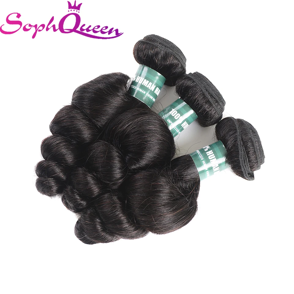 Soph Queen Hair Malaysian Loose Wave Bundles 100% Human Hair Weave Bundles Can Buy With Closure Remy Hair Extensions