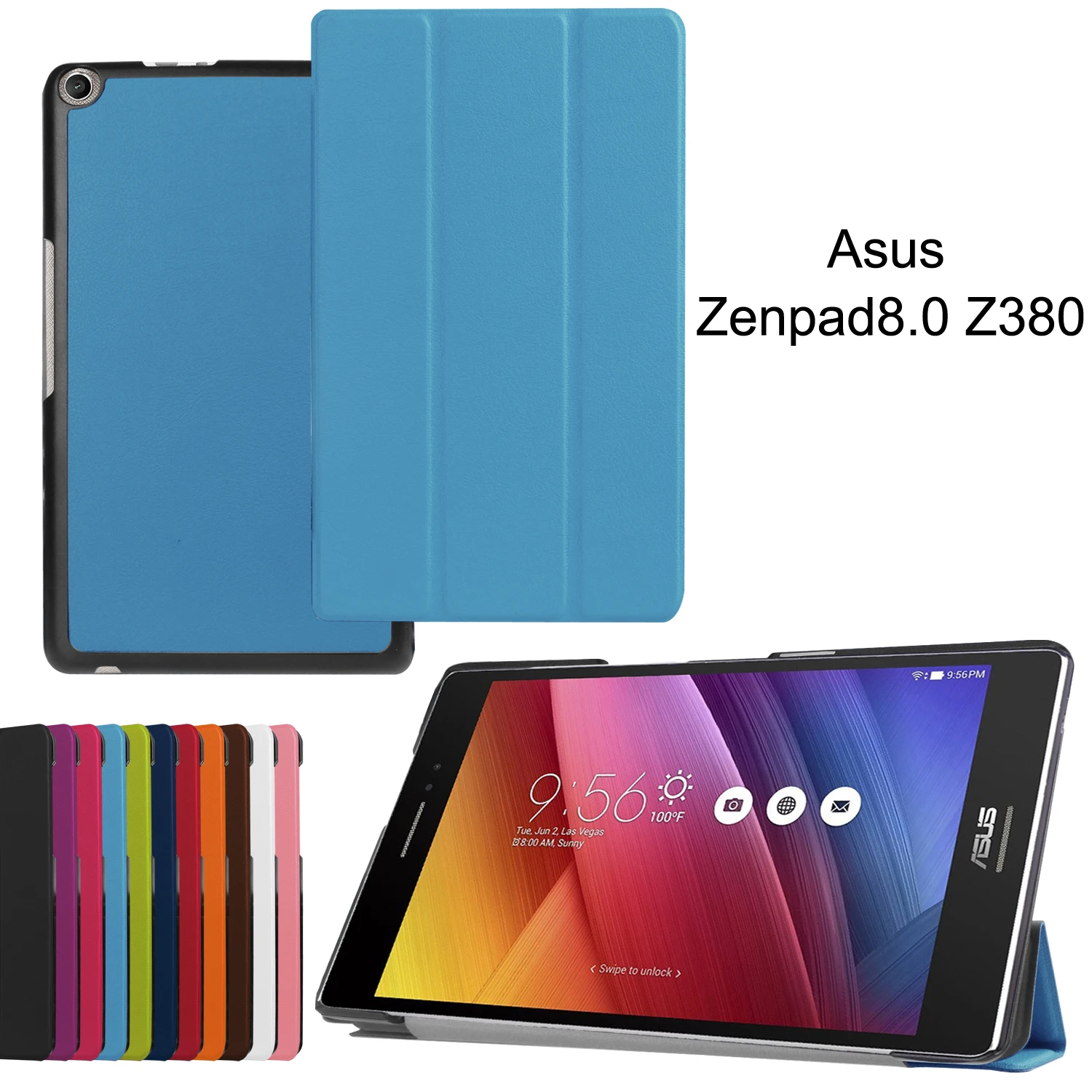 Магнитный смарт-чехол из полиуретановой кожи чехол для Asus Zenpad 8,0 Z380 Z380C Z380KL 8 дюймов планшетный чехол s Чехол+ пленка+ стилус