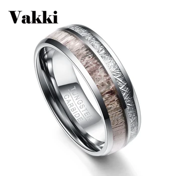 

Excellent 8MM Wide Men Ring 100% Tungsten Carbide Silver Color Imitation Rock Stone Antler Tungsten Steel Rings