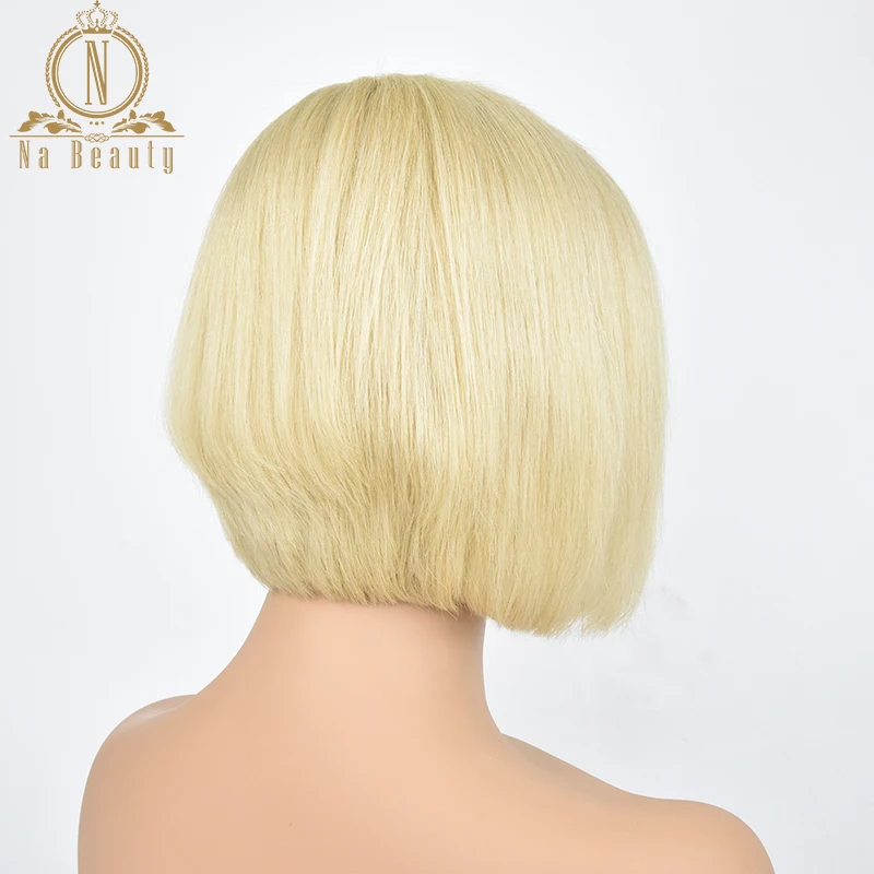 13x6 Lace Front Human Hair Short Bob Wigs Pixie Cut Ombre Color 1B 27 613 Blonde Black Straight For Women Brazilian Remy Hair