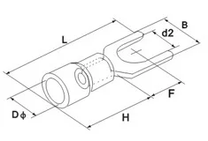 10 шт./лот) обжимной провод Spade, 14~ 12AWG, 1/4, 37AMP, черный, Вилка терминала