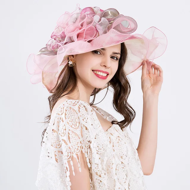 Wedding Hat Summer Organza Sun Hats For Women Elegant Laides Church