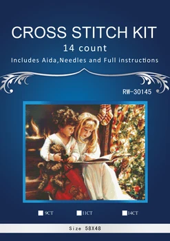 

Reading Sisters,Counted Cross Stitch14CT DMC Cross Stitch Sets DIY Cross Stitch Kits for Embroidery Home Decor Needlework