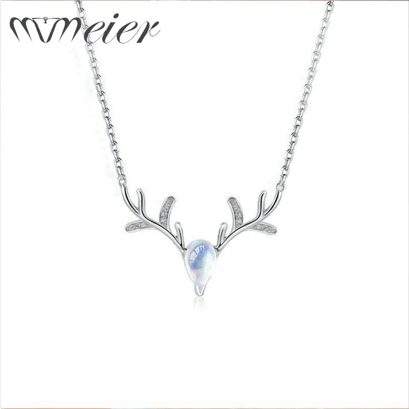 Moon Light Stone Elk Horn модное ожерелье Рождественская цепочка подвеска гипоаллергенные