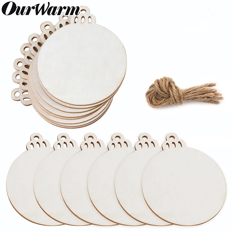 OurWarm 10 шт. натуральные круглые деревянные ломтики круги для рукоделия Свадебная