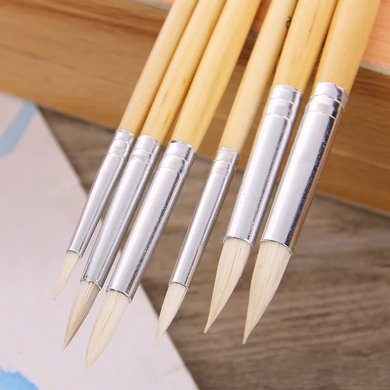 6 шт заостренная овечья гуашь набор кистей крючок линия акриловая краска для рисования Акварельная Кисть ручка деревянная ручка для рисования художественные принадлежности