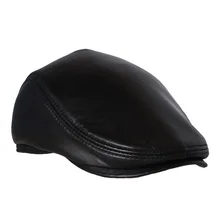 New Genuine Leather Windproof Duckbill Man Women Cap sheekskin Gorras Black Ear Casquette Hats For Male Berets