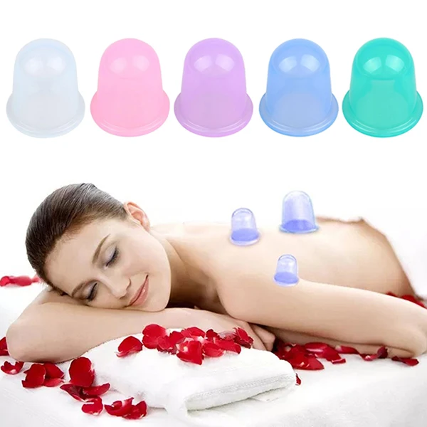 Vacuum Silicone Cupping Body Massager Anti Cellulite Vacuum Cans Silicone Suction Cupping Cups Back Neck Body Massage Helper