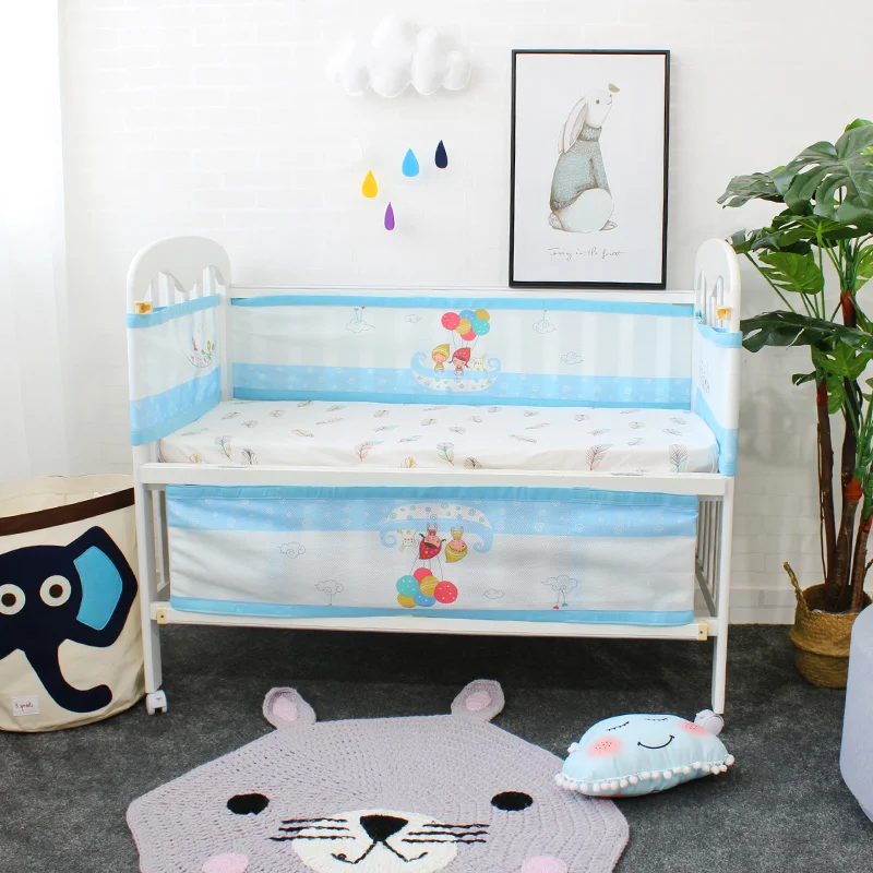 Baby Bed Bumper Soft Breathable 3 Layers Mesh Crib Protector Cute Cartoon Pattern Croth To The Cot Fit For All Size Crib Round