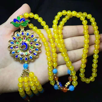 

Natural chalcedony sweater chain accessories, beads without cracks, no marks, no flaws c16#