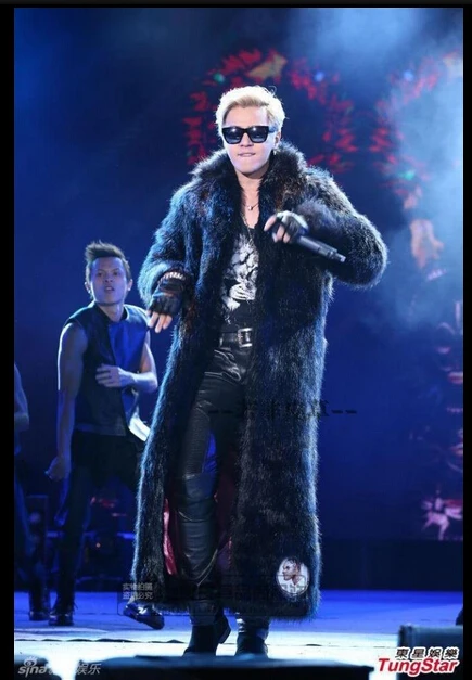 Best price at $101 Cheap Hot 2015 new winter men brand Fur long coat High imitation fox fur trench overcoat personalized men's singer costumes clothing