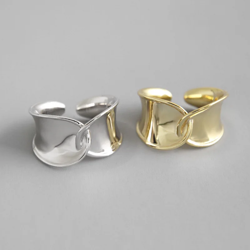 

S925 Sterling Silver Ring INS Simple Twisted Weaving Interwoven Open Female Personality Silver Ring