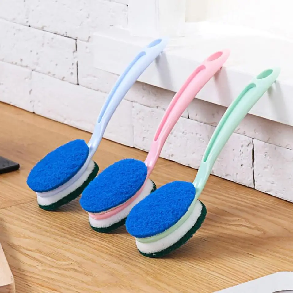 Plastic Long Handle Pan Pot Brush Utensil Dish Bowl Washing Cleaning