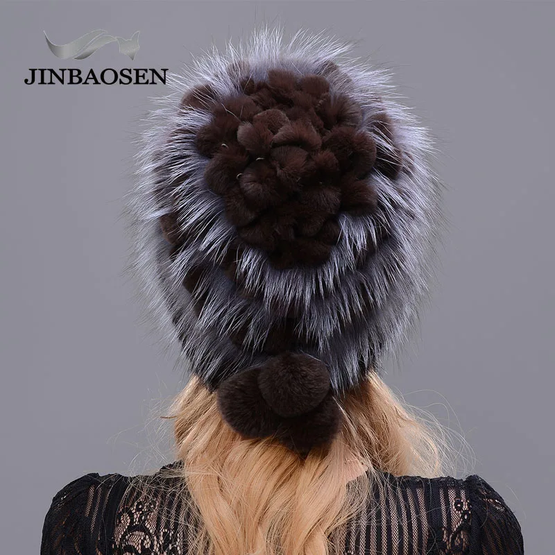 2018 Woman winter Russian fur fashion real fur hat mink fur rabbit natural fox knit wool ski hat warm ear protection travel hat
