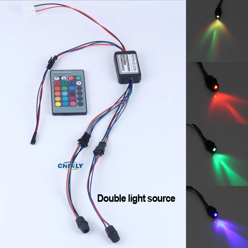 side glow fiber optic lights 2W DC 12V car / home decorative light illuminator constant current power supply +24 key remote RGB 1