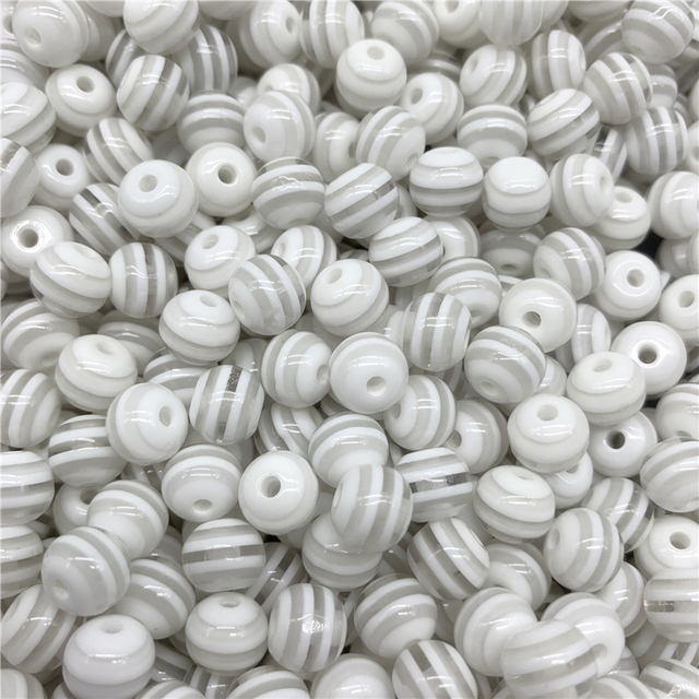 8mm 10mm Resin Spacer Beads Round Beads Stripe Spacer Beads For Jewelry Making DIY Bracelet Necklace Accessories