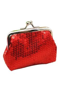 

Women's Sequins Coin Purse Buckle Mini Wallet(red)