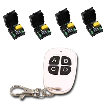 

Smart Home Remote Switch AC 220V 4pcs 1CH Light Lamp LED SMD Remote 1pcs 4Key Transmitter 315/433mhz