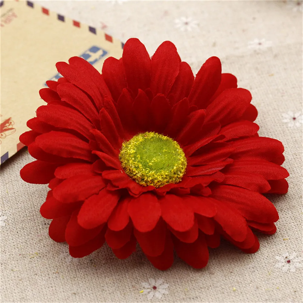 

5pcs 10cm Large Silk Gerbera Artificial Flower Head For Wedding Car Decoration DIY Garland Decorative Floristry Flowers