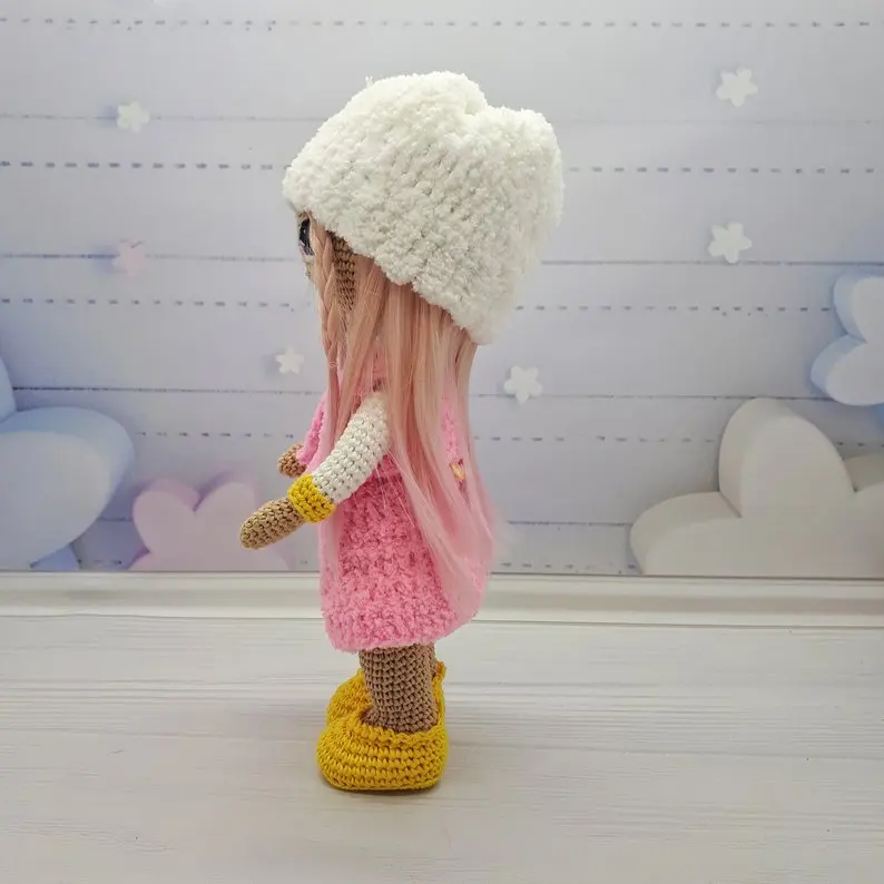 Вязаные игрушки амигуруми погремушки кукла девочка Номер модели SBY0069