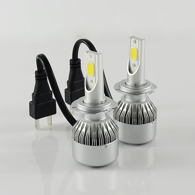 

2PCS High Power Headlight Bulbs C6 H7 COB Chip Car Led Headlight H7 72W 7600LM 6000k Auto Head Lamp 9V-36V For Car Truck