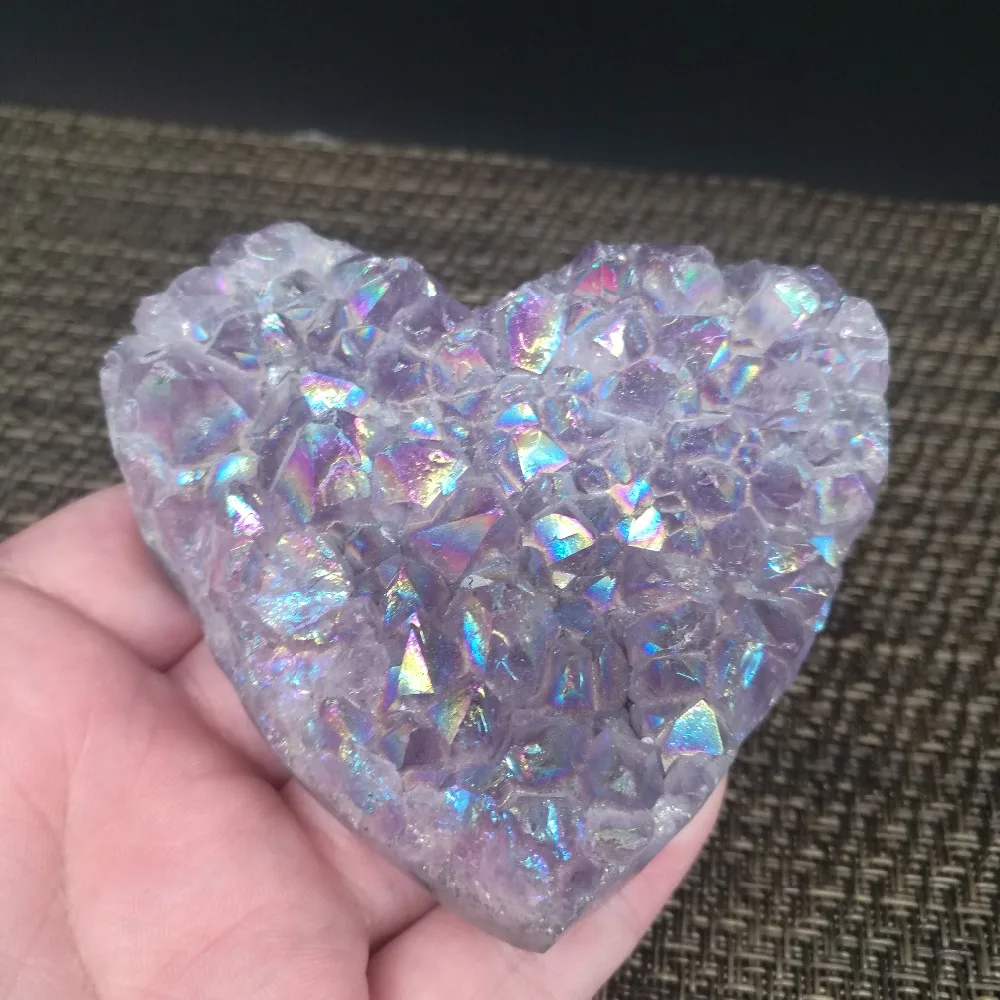 

natural stone aura amethyst quartz crystal cluster heart shape reiki healing home decoration for sale 1pcs