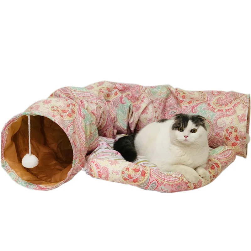Складная кошачья туннельная игрушка для домашних питомцев, обучающая игрушка для кошек, кроликов, животных, игровая туннельная труба для кошек, кровать и туннель - Цвет: 4