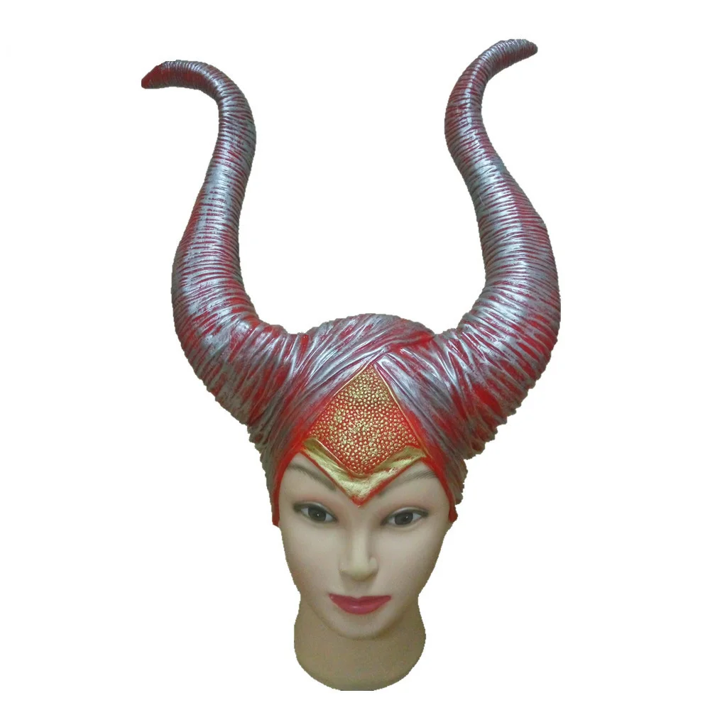 VEVEFHUANG Хэллоуин косплей Maleficent ведьмы рога шляпа головные уборы маска головные уборы шлем Вечерние черные королева Мода из натурального латекса - Цвет: G