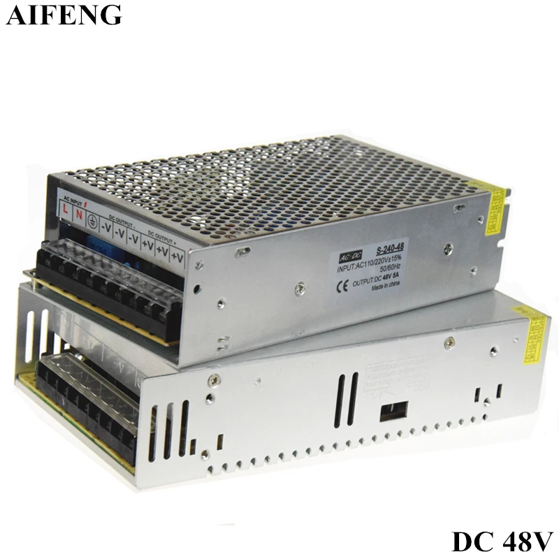 AIFENG импульсный источник питания AC 220V 110V к DC48V 5A 240W 7.5A 360W Led Драйвер переключатель