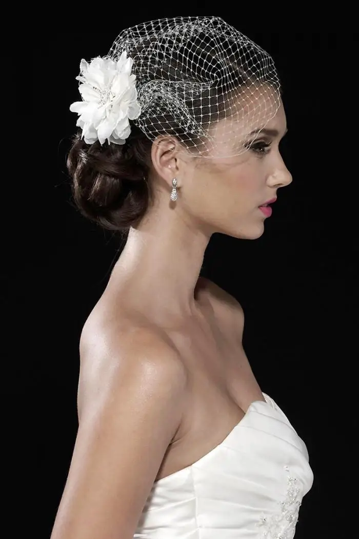 White Tulle Juliet Cap Bird Cage Wedding Accesories Veil Bridal