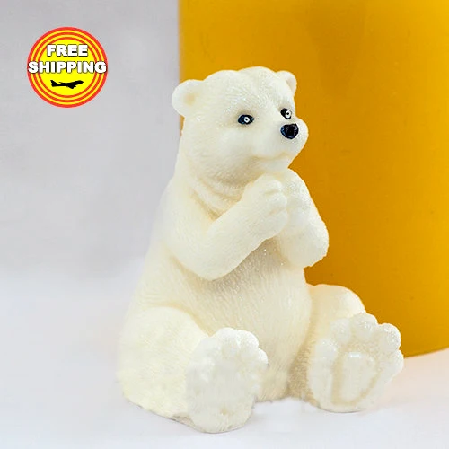 Плюшевый с бантами 3D Формочки полярный медведь Формочки плюшевый с подушкой 3D Формочки пищевого качества формы силиконовые формочки для изготовления мыла Аним - Цвет: Шоколад