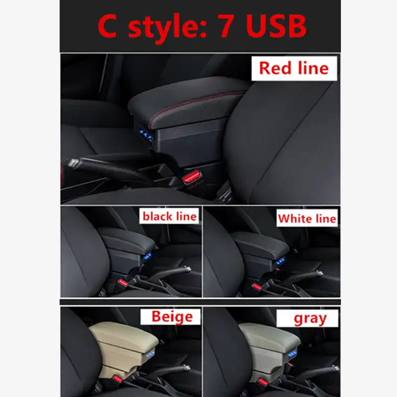 jialaiwo Bracciolo per Kia Rio 4 2017-2018 Avere Portabicchieri Posacenere Rimovibile Braccioli Accessori Gray