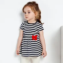 Little maven/Новинка г.; летняя одежда для маленьких девочек; Брендовое платье; Детские хлопковые платья в полоску с короткими рукавами и бантом