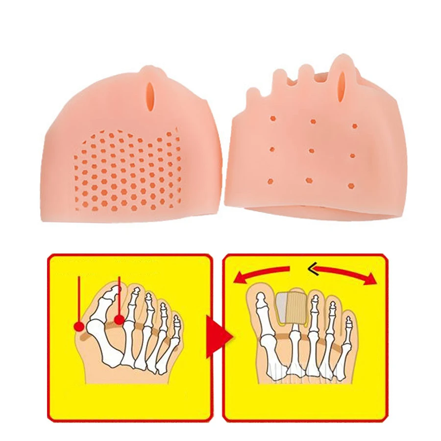 Силиконовые соты для передней части стопы для вальгусной деформации перекрытия боли разделитель пальцев ног высокие каблуки ортопедические половинные вставки