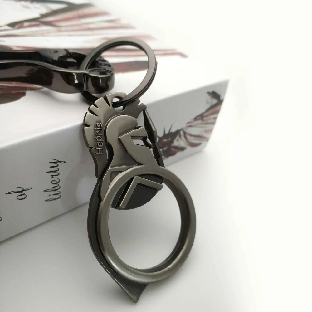 

Hephis New arrival Gun ring key chain sparta man car keychain unique punk for man protabl charm bottle opener key rings gift K11