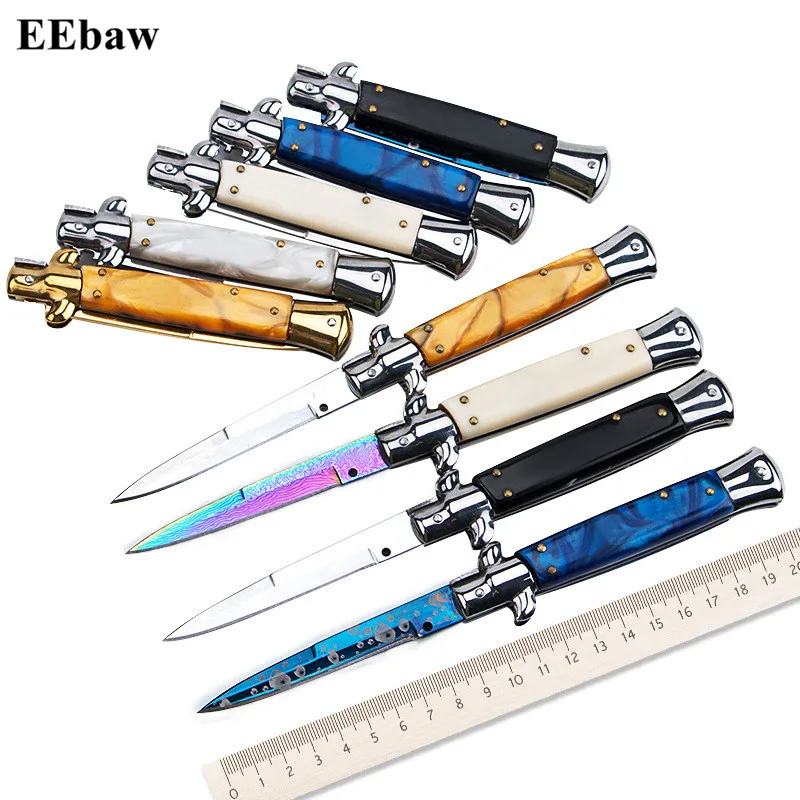 

AKC Folding Pocket Knife 9 inch Tactical Aluminum Handle with 440 Stainless Steel Blade Exquisite Camping Stiletto Knives