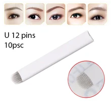 10pcs 0.18mm Lamina Tebori Flex Microblading 12 14 16 18 U shape Tattoo needles for Permanente makeup Eyebrow Blades Manual pen