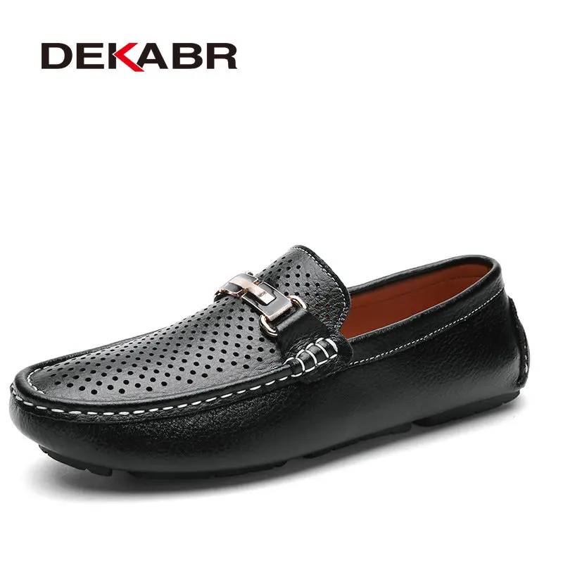 DEKABR/Модная брендовая мужская обувь; роскошная мужская обувь из искусственной кожи; повседневная мужская обувь; мужские качественные Лоферы без застежки на плоской подошве; большие размеры 38-47 - Цвет: Hollow Black