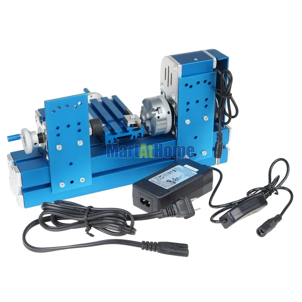 US $169.90 ARGEDO 12W DIY Mini Metal Wood Turning Lathe Machine Model Tool Woodworking Power Tool Machinery AC100240V with Threejaw Chuck